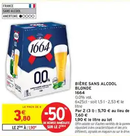 Intermarché 1664 Bière sans alcool blonde offre