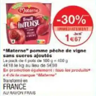 Monoprix Materne pomme pêche de vigne sans sucres ajoutés offre