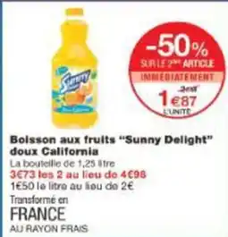 Monoprix Boisson aux fruits sunny delight doux california offre