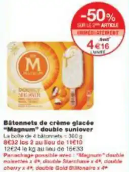 Monoprix Bâtonnets de crème glacée magnum double sunlover offre