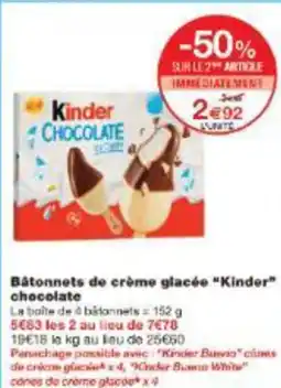 Monoprix Bâtonnets de crème glacée kinder chocolate offre