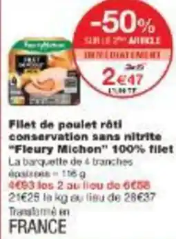 Monoprix Filet de poulet rôti conservation sans nitrite fleury michon offre