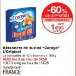 Monoprix Bâtonnets de surimi coraya l'original offre