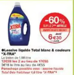 Monoprix Lessive liquide total blanc & couleurs x tra offre
