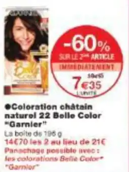 Monoprix Coloration châtain naturel 22 belle color garnier offre