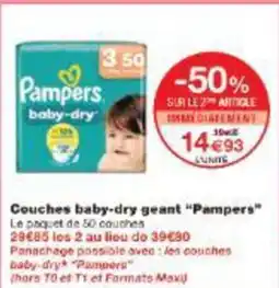 Monoprix Couches baby dry geant pampers offre