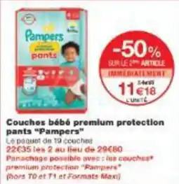 Monoprix Couches bébé premium protection pants pampers offre
