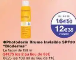 Monoprix Photoderm brume invisible spf30 bioderma offre