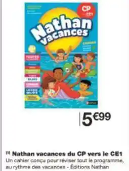 Monoprix Nathan vacances du cp vers le ce1 offre