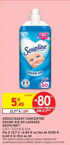 Intermarché SOUPLINE Adoucissant concentré grand air 60 lavages offre