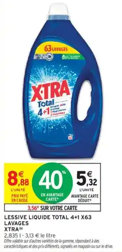 Intermarché XTRA Lessive liquide total 4+1 x63 lavages offre