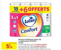 Intermarché LOTUS Papier hygiénique rose x18 + 6 rouleaux offerts offre