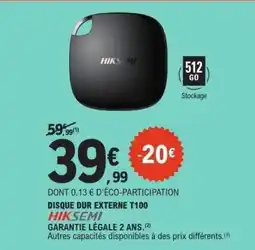 E.Leclerc DISQUE DUR EXTERNE T100 offre
