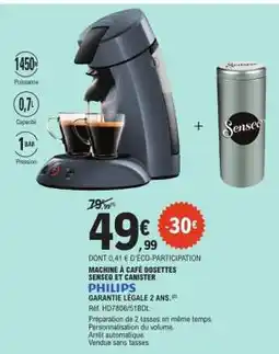 E.Leclerc MACHINE À CAFÉ DOSETTES SENSEO ET CANISTER PHILIPS offre