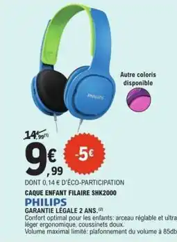 E.Leclerc PHILIPS CAQUE ENFANT FILAIRE SHK2000 offre