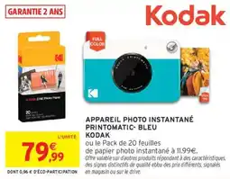 Intermarché KODAK Appareil photo instantané printomatic- bleu offre