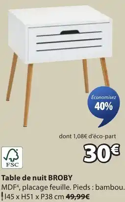 JYSK Table de nuit broby offre
