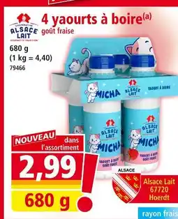Norma ALSACE LAIT 4 yaourts à boire offre