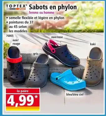 Norma TOPTEX SPORT Sabots en phylon femme ou homme offre