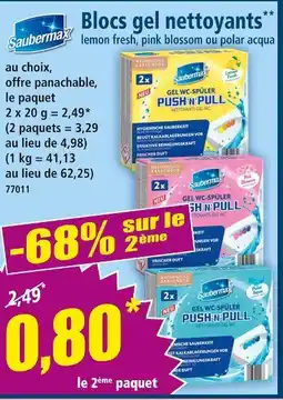 Norma Saubermx Blocs gel nettoyants lemon fresh, pink blossom ou polar acqua offre