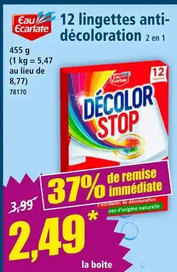 Norma EAU ECARLATE 12 lingettes anti-décoloration 2 en 1 offre
