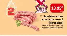 Colruyt Saucisses crues à cuire de veau à l'emmental offre