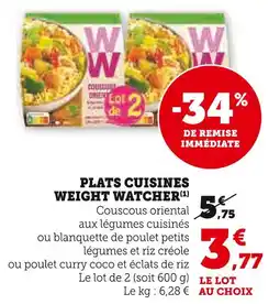 U Express WEIGHT WATCHER Plats cuisines offre