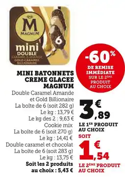 U Express MAGNUM Mini Bâtonnets Crème Glacée offre