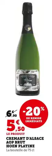 U Express HOEN PLATINE CREMANT D'ALSACE AOP BRUT offre