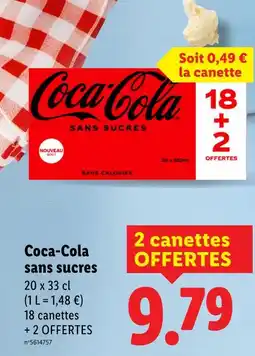 Lidl Coca-Cola Coca-Cola sans sucres offre