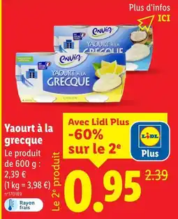 Lidl ENVIA Yaourt à la grecque offre