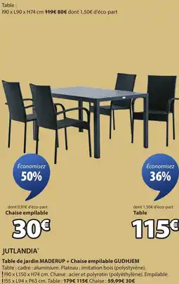 JYSK Table de jardin MADERUP offre