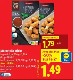 Lidl TOQUE DU CHEF Mozzarella sticks offre