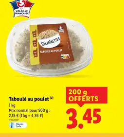 Lidl Saladinettes Taboulé au poulet offre