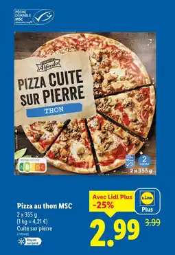 Lidl Pizza cuite sur pierre thon offre