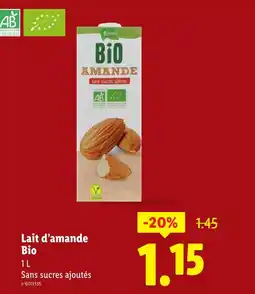 Lidl Lait d'amande Bio offre