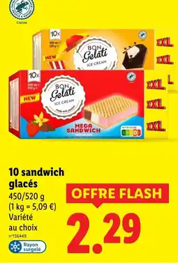 Lidl Bon Gelati 10 sandwich glacés offre