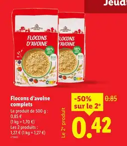Lidl Crownfield Flocons d'avoine complets offre