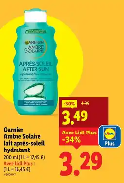 Lidl GARNIER Ambre Solaire lait après-soleil hydratant offre