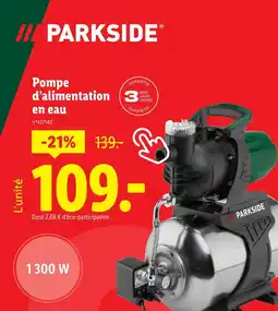 Lidl PARKSIDE Pompe d’alimentation en eau offre