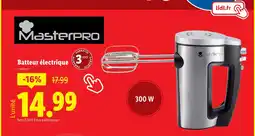 Lidl Masterpro Batteur électrique offre