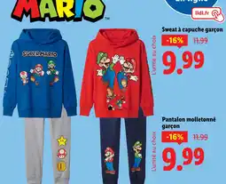 Lidl MARIO Sweat à capuche garçon offre