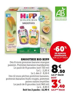 Super U HIPP Smoothie bio offre