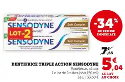 Super U Sensodyne Dentifrice triple action offre
