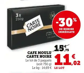 Super U Carte Noire Cafe moulu offre