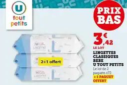 Super U U tout petits Lingettes classiques bébé offre