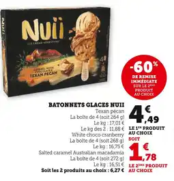 Super U NUII Bâtonnets Glacés Texan Pécan offre