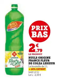 Super U Lesieur Huile origine france fleur de colza offre