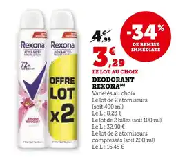 Super U REXONA Déodorant offre