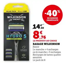 Super U WILKINSON Hydro 5 sensitive offre